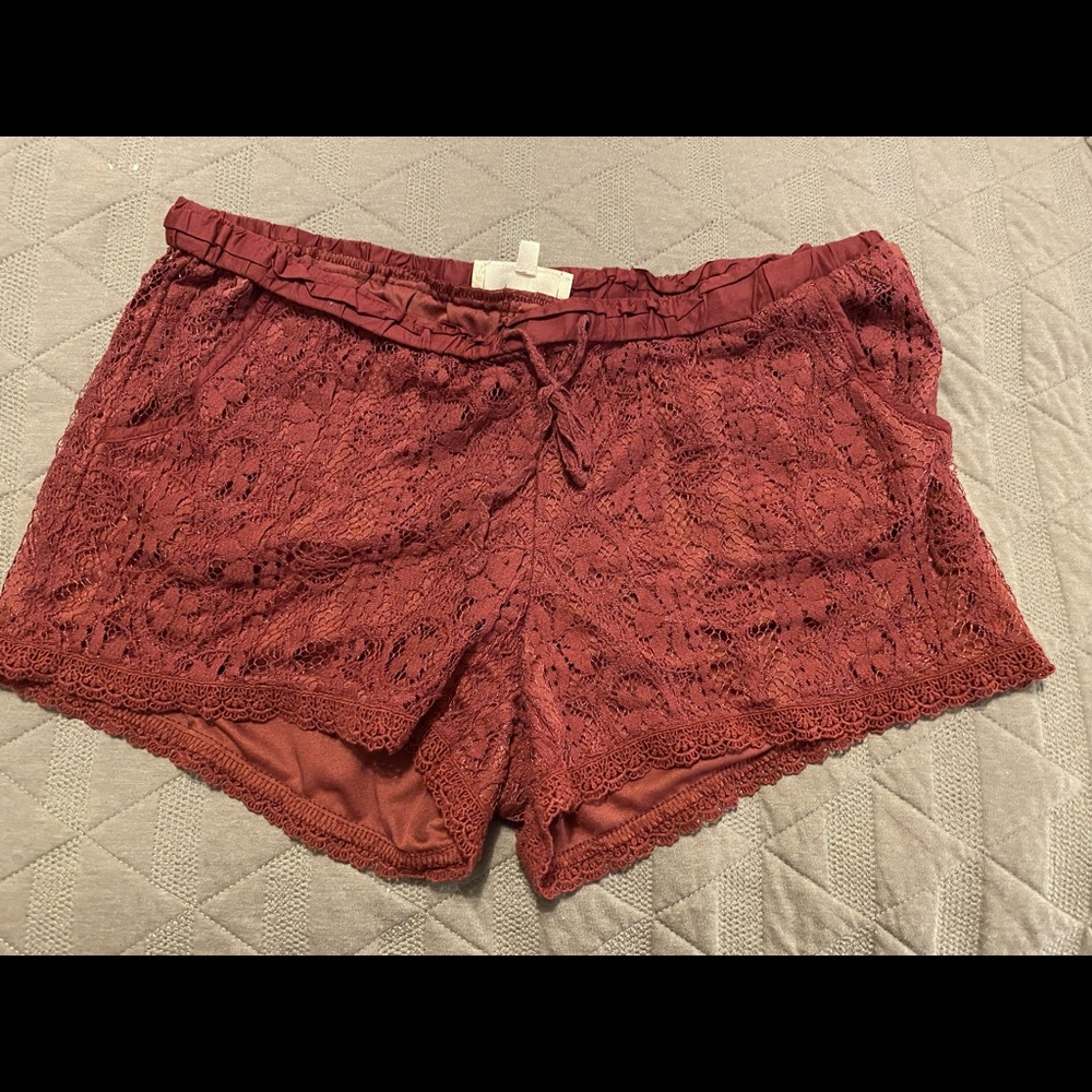 Maroon Lace Shorts